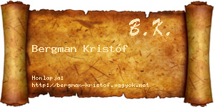 Bergman Kristóf névjegykártya